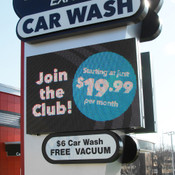 LED screen on car wash sign